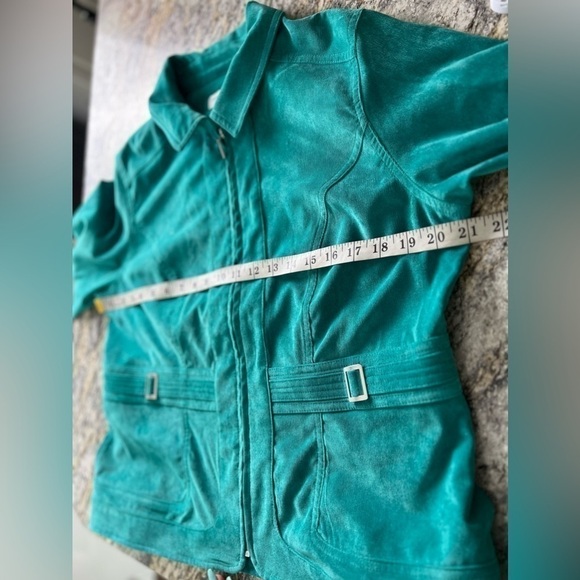 Christopher & Banks Spring Emerald Corduroy Silver Accent Zip Up Jacket Size P/L - Picture 13 of 15